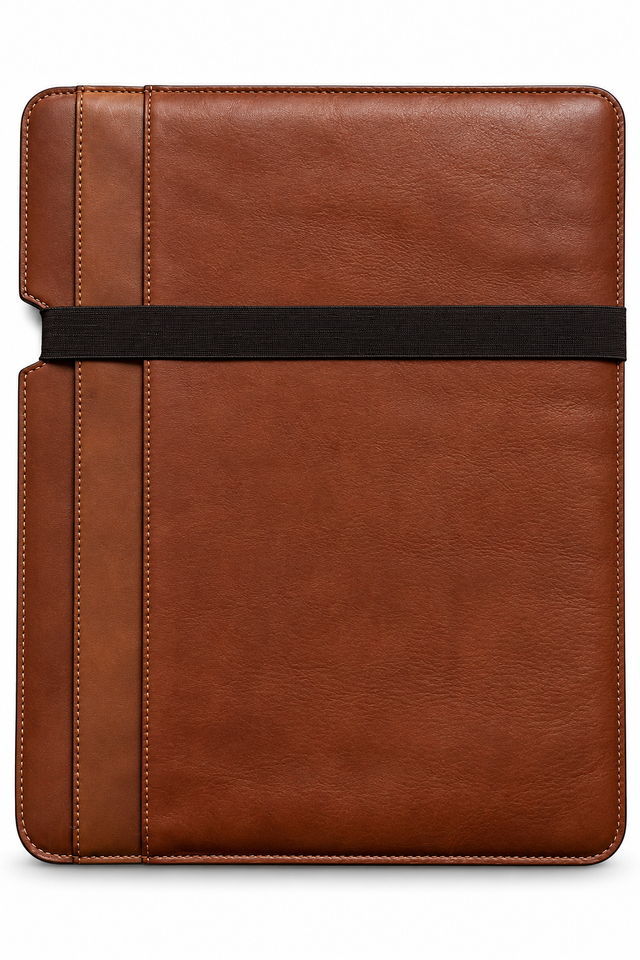 Brown Leather Laptop Sleeve Case with Elastic Closure Strap, Protectiv ...