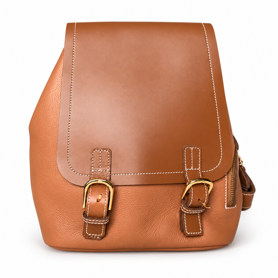 Zarven Heritage Premium Tan Brown Leather Backpack for Women